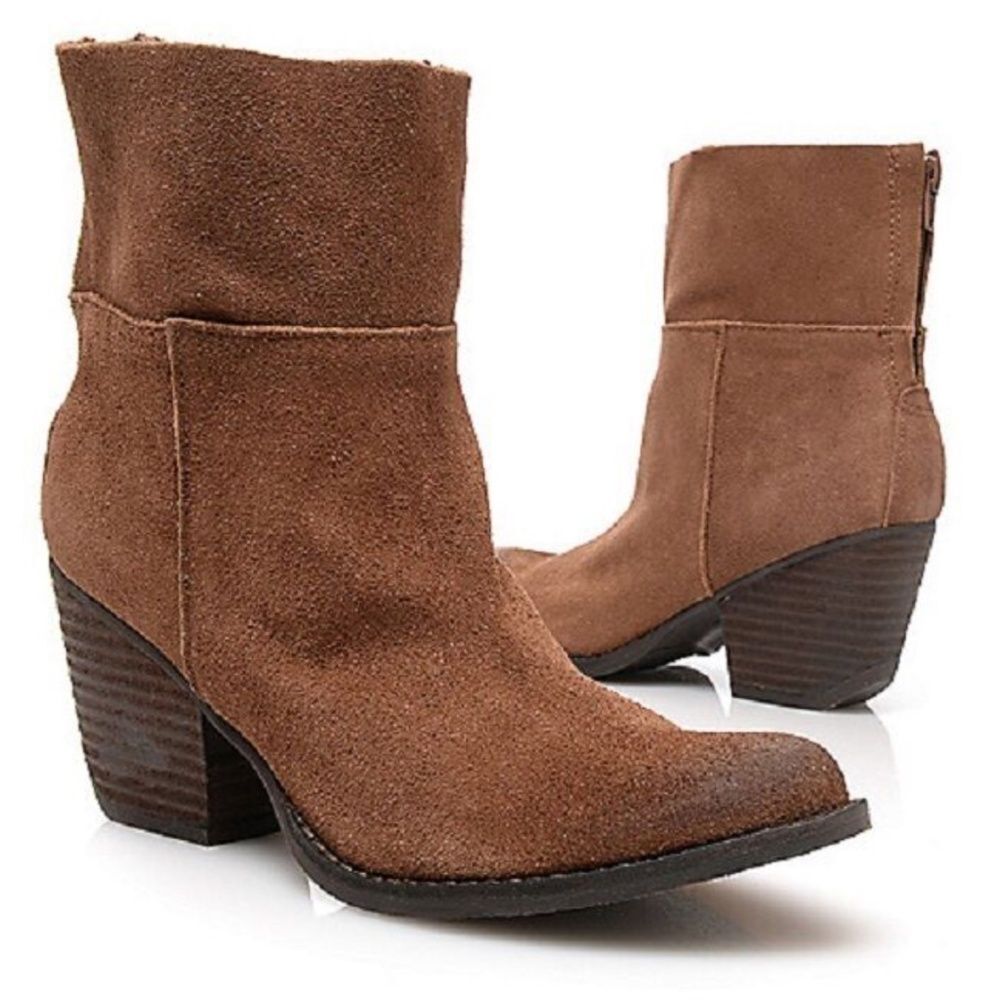Matisse Shamus Brown Suede Western Slouchy Stack Heeled Booties - Size 9 - EUC